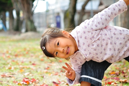 Girls fork her fingersの写真素材