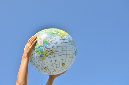 Earth in the blue skyの写真素材