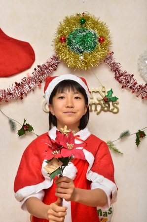 Girls enjoy Christmas partyの写真素材