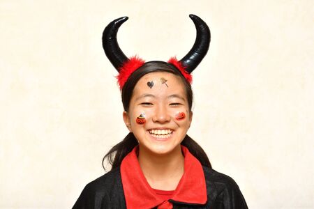 Japanese girl enjoys Halloween party