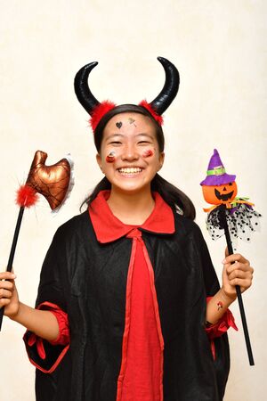 Japanese girl enjoys Halloween party