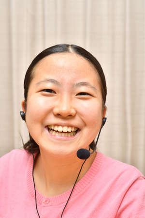 Japanese girl doing a remote workの写真素材