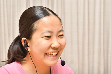 Japanese girl doing a remote workの写真素材