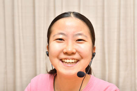 Japanese girl doing a remote workの写真素材