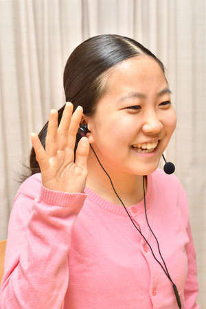 Japanese girl doing a remote workの写真素材