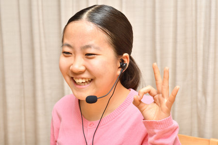 Japanese girl doing a remote workの写真素材