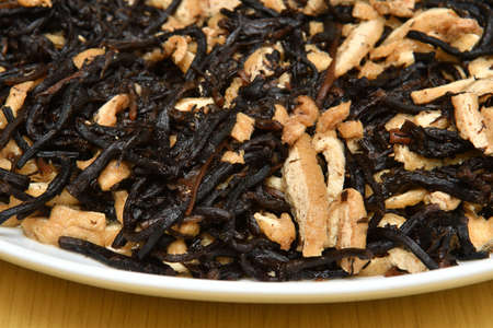 Simmered Hijiki seaweed seasoned with Japanese soup stockの写真素材