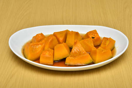 Simmered pumpkin seasoned with Japanese soup stockの写真素材