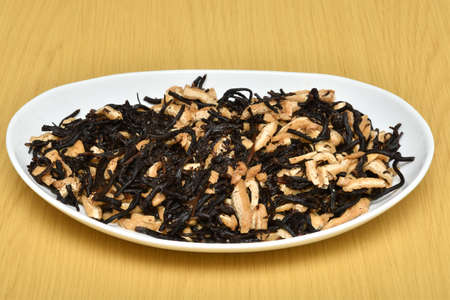 Simmered Hijiki seaweed seasoned with Japanese soup stockの写真素材