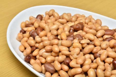 Simmered soybean and red kidney bean seasoned with Japanese soup stockの写真素材