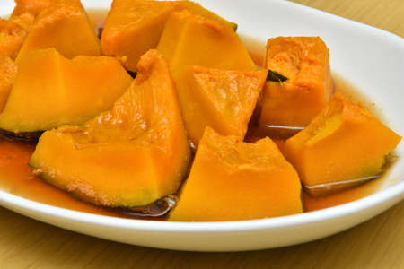 Simmered pumpkin seasoned with Japanese soup stockの写真素材