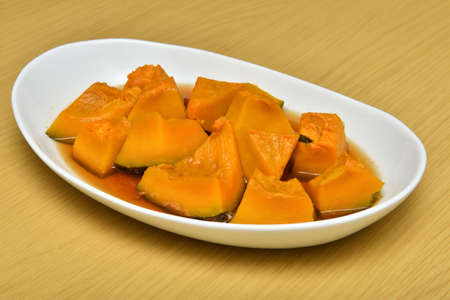 Simmered pumpkin seasoned with Japanese soup stockの写真素材