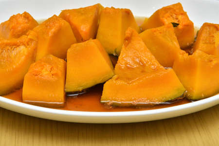 Simmered pumpkin seasoned with Japanese soup stockの写真素材