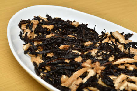 Simmered Hijiki seaweed seasoned with Japanese soup stockの写真素材