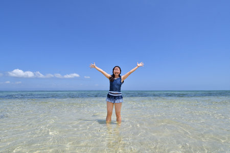 Japanese girl in Pandanon Island in the Philippines Cebuの写真素材