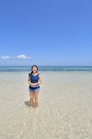Japanese girl in Pandanon Island in the Philippines Cebuの写真素材