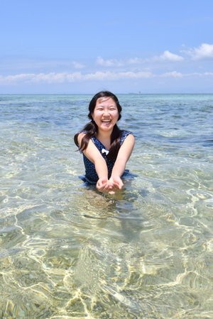 Japanese girl in Pandanon Island in the Philippines Cebuの写真素材