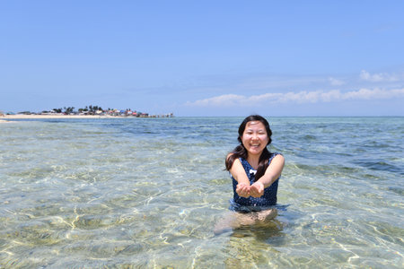 Japanese girl in Pandanon Island in the Philippines Cebuの写真素材