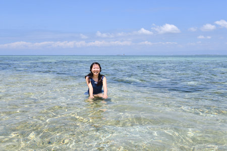 Japanese girl in Pandanon Island in the Philippines Cebuの写真素材