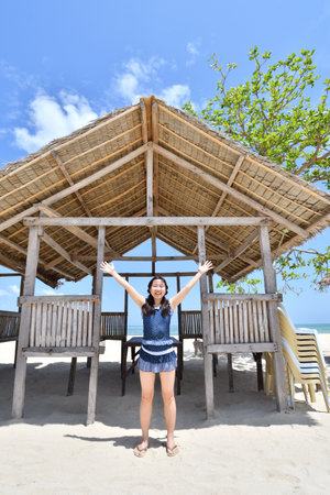 Japanese girl in Pandanon Island in the Philippines Cebuの写真素材