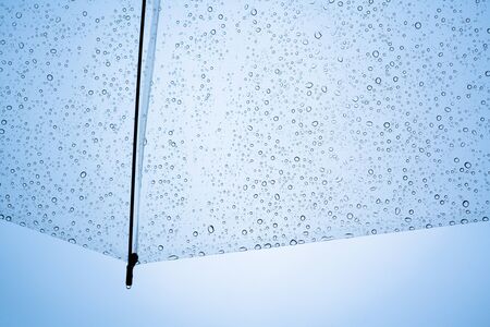 Transparent umbrella on a rainy dayの写真素材
