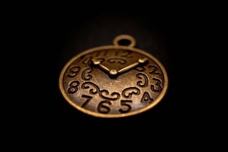 Time concept on black background, past present future clock,の写真素材