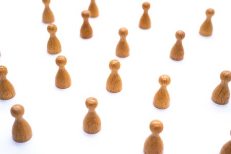 Image of crowd, humanoid model on white background