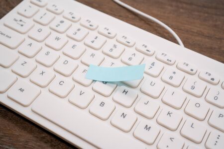 Computer keyboard and  noteの写真素材
