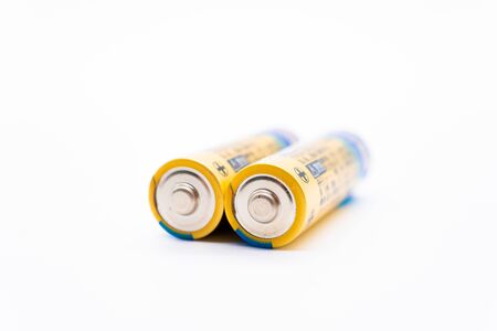 AA battery on white backgroundの写真素材