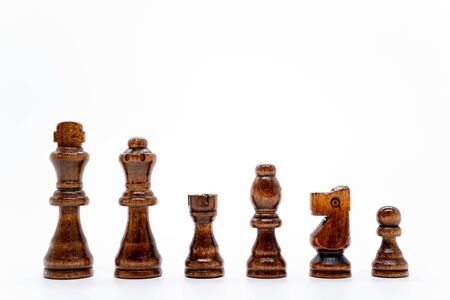 Chess game pieces on a white background