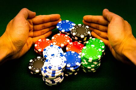 Large number of poker chips