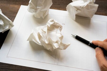 An image where you can't think of an idea-paper trashの写真素材