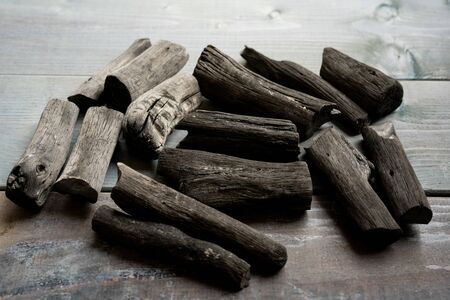 Japanese charcoal, Binchotanの写真素材