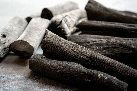 Japanese charcoal, Binchotanの写真素材