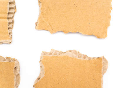 Piece of cardboard on a white backgroundの写真素材