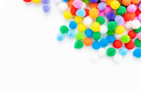 Colorful small felt ballsの写真素材