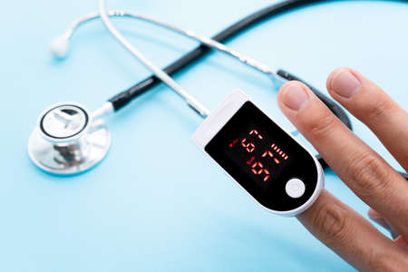 blood oxygen level.pulse oximeter.の写真素材