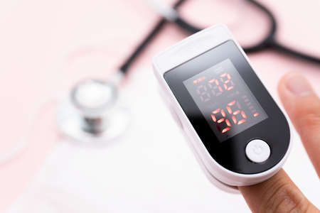 blood oxygen level.pulse oximeter.の写真素材