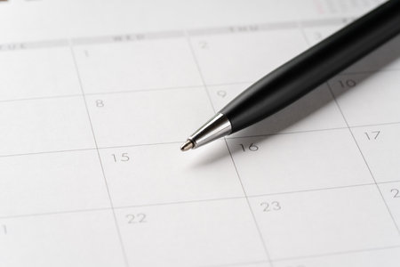 Schedule image calendar and ballpoint penの写真素材