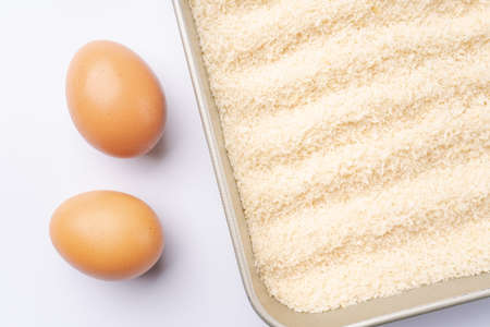 Bread crumbs and eggsの写真素材