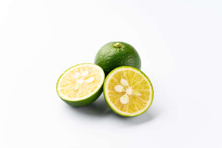 Citrus sudachi.
Sudachi is a citrus fruit similar to a lime.の写真素材