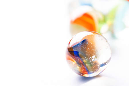 Colorful marbles on a white backgroundの写真素材
