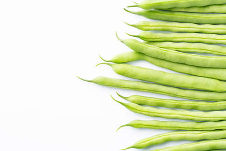 Green beans on white background