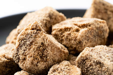 Brown sugar on white backgroundの写真素材