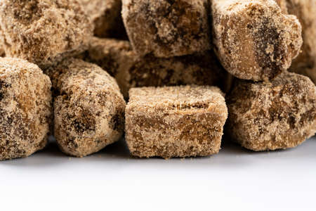 Brown sugar on white backgroundの写真素材