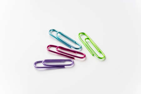 Colorful zem clips on a white background