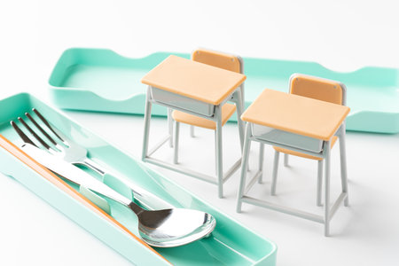 School lunch tablewareの写真素材