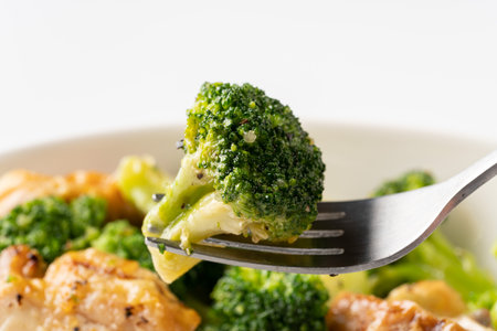 Stir-fried chicken and broccoliの写真素材