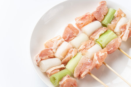 Yakitori in its raw state before cookingの写真素材