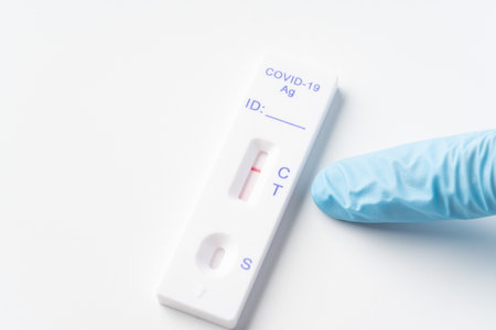 Antigen test kit with a negative resultの写真素材